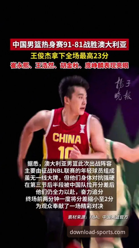 中国男篮热身赛杭州站观赛指南：王俊杰领衔91-81力克澳大利亚